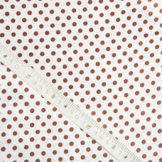 Тканина Атлас Горохи різнокольорові конфеті молоко/корич №1