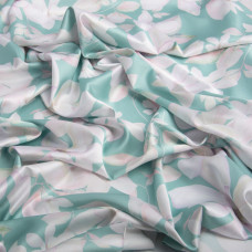 Тканина плательна атлас шовк магнолія бірюза