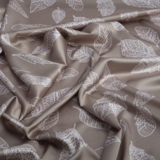 Тканина плательна атлас шовк листок беж