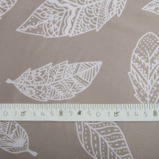 Тканина плательна атлас шовк листок беж