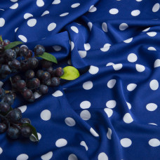 Тканина атлас шовк горошок сір електрик