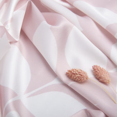 Тканина плательна атлас шовк листя пудра