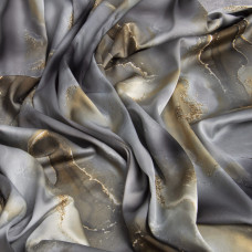 Тканина плательна атлас шовк стрейч сірій