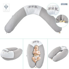 Подушка для вагітних і годування 30х190 см PAPAELLA з вишивкою, гіпоалергенна, наволочка бавовна на змійці