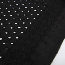 Тканина плательна бавовна батист прошва Аделіна чорний