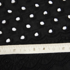 Тканина плательна бавовна батист прошва Аделіна чорний