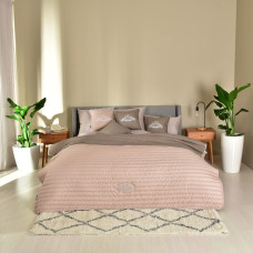 Покривало євро 220х240 см двостороннє ROYAL IDEIA міцна стібка антиалергенне сірий беж на ліжко