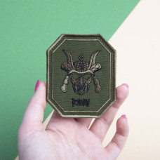 Шеврон на липучці Самурай Ронин 8,5х7,5 см олива вишитий патч нашивка