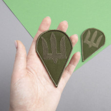 Шеврон на липучці Тризуб ДШВ 6,3х9,8 см хакі вишитий патч нашивка