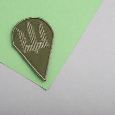 Шеврон на липучці Тризуб ДШВ 6,3х9,8 см хакі вишитий патч нашивка