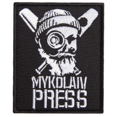Шеврон на липучці для журналістів MYKOLAIV PRESS 7х8,5 вишитий патч нашивка для працівників медіа та ЗМІ