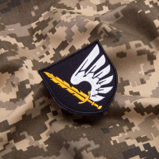 Шеврон на липучці 79-та окрема десантно-штурмова бригада Крило 7,2х7 см чорний вишитий патч нашивка