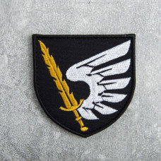 Шеврон на липучці 79-та окрема десантно-штурмова бригада Крило 7,2х7 см чорний вишитий патч нашивка