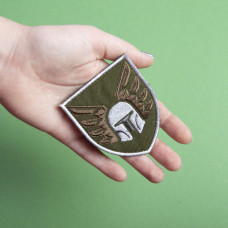 Шеврон на липучці 46 окрема десантно-штурмова бригада на хакі 6,9х8 см вишитий патч нашивка