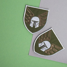 Шеврон на липучці 46 окрема десантно-штурмова бригада на хакі 6,9х8 см вишитий патч нашивка