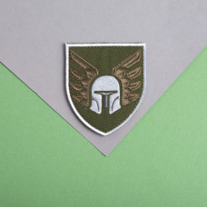 Шеврон на липучці 46 окрема десантно-штурмова бригада на хакі 6,9х8 см вишитий патч нашивка