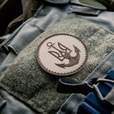 Шеврон нашивка на липучці Морська пехота України беж, вышитый патч 8 см