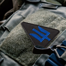 Шеврон на липучці Тризуб авіаційних військ синій 8,2х9,3 см вишитий патч нашивка