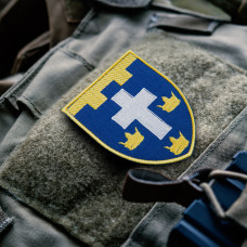 Шеврон на липучці Бригада 124 ТРО Херсону Херсон 7,6х9,2 см вишитий патч нашивка