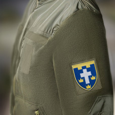 Шеврон на липучці Бригада 124 ТРО Херсону Херсон 7,6х9,2 см вишитий патч нашивка