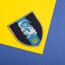 Шеврон нашивка на липучці Морська піхота 7х8 см синій вишитий патч нашивка