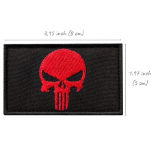Набір шевронів 2 шт. із липучкою PUNISHER Череп Каратель червоний, вишитий патч 5х8 см