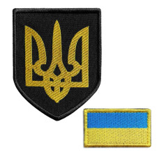 Набір шевронів 2 шт з липучкою Тризуб 7х9 см і Прапор України 5х3 см вишитий патч нашивка