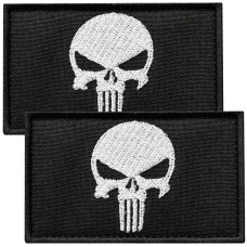 Набір шевронів 2 шт з липучкою PUNISHER Череп Карателя чорний 5х8 см вишитий патч нашивка Карателя