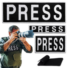 Набір шевронів 3 шт на липучці для журналістів Преса Press вишитий патч нашивка для працівників медіа та ЗМІ