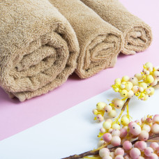 Рушник махровий 70х135 см беж щільний 380 гр/м2 натуральне бавовна банне