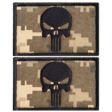 Набір шевронів 2 шт з липучкою PUNISHER Череп Карателя піксель 5х8 см вишитий патч нашивка Карателя