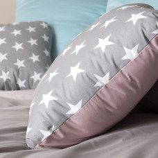 Подушка декоративна 45х45 см IDEIA антиалергенна сіра пудра з принтом бавовна