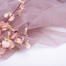 Тканина фатин євро 300 см 15 г/м2 фатин легка декоративна для суконь, костюмів, декору сіро/пудрова