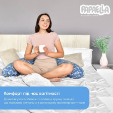 Подушка для годування та вагітних U-подібної форми 30х190 см PAPAELLA антиалергенна з блискавкою синя бавовна