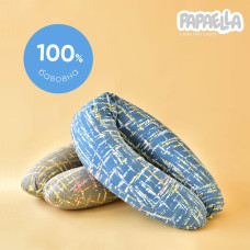 Подушка для годування та вагітних U-подібної форми 30х190 см PAPAELLA антиалергенна з блискавкою синя бавовна