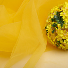 Тканина фатин євро 300 см 15 г/м2 фатин легка декоративна для суконь, костюмів, декору  V-H18 жовта
