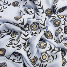 Тканина костюмна під льон із напиленням соняшник блакитний