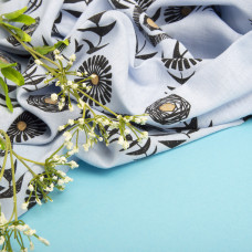 Тканина костюмна під льон із напиленням соняшник блакитний