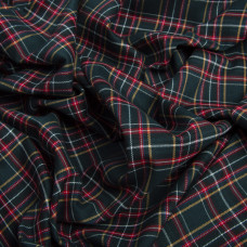 Тканина костюмна Клітка т/зелена/малина
