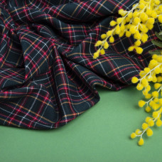 Тканина костюмна Клітка т/зелена/малина