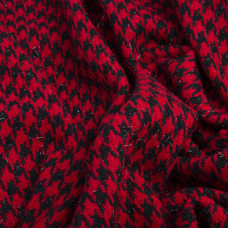 Тканина костюмна Лапка червоно чорна