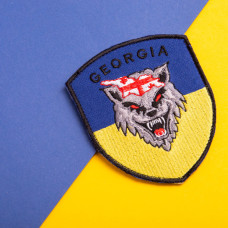 Шеврон на липучці Грузія вовк прапор України 7х9 см вишитий патч нашивка Грузіі Georgia