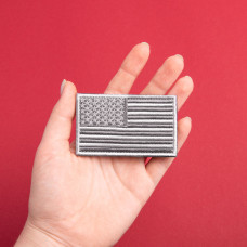 Набір шевронів 2 шт на липучці Прапор США кольоровий та сірий 5х8 см вишитий патч нашивка шеврон Америки