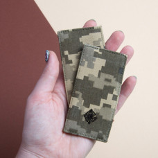 Шеврон на липучке погон звания ВСУ Хорунжий 5х10 см піксель вишитий патч нашивка