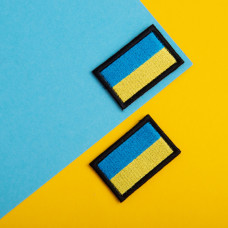 Шеврон нашивка на липучці Прапор Україні, вишитий патч 3,5х5,3 см