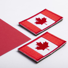 Набір шевронів 2 шт з липучкою Прапор Канади 5х8 см вишитий патч нашивка Канада шеврон
