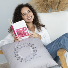 Подушка декоративна 50х50 см Energy IDEIA антиалергенна сіра з вишивкою стильна