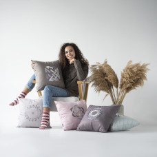 Подушка декоративна 50х50 см Energy IDEIA антиалергенна сіра з вишивкою стильна