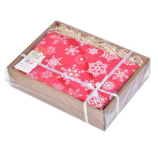 Скатертина 170х260 см новорічна святкова з пляма і водовідштовхувальним просоченням IDEIA бавовна червона