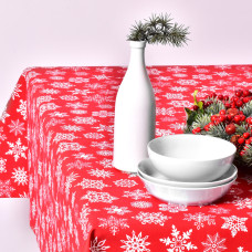 Скатертина 170х260 см новорічна святкова з пляма і водовідштовхувальним просоченням IDEIA бавовна червона